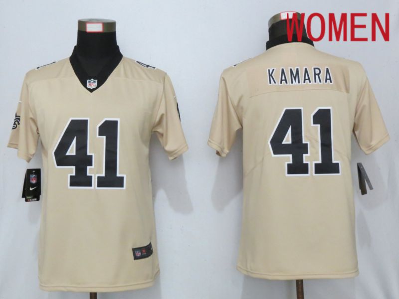 Women New Orleans Saints #41 Kamara 2019 Vapor Untouchable Nike Gold Inverted Elite Playe NFL Jerseys->new orleans saints->NFL Jersey